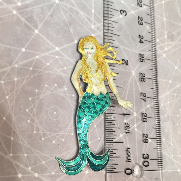 Mermaid enamel pin brooch 2.25” - Picture 4 of 7